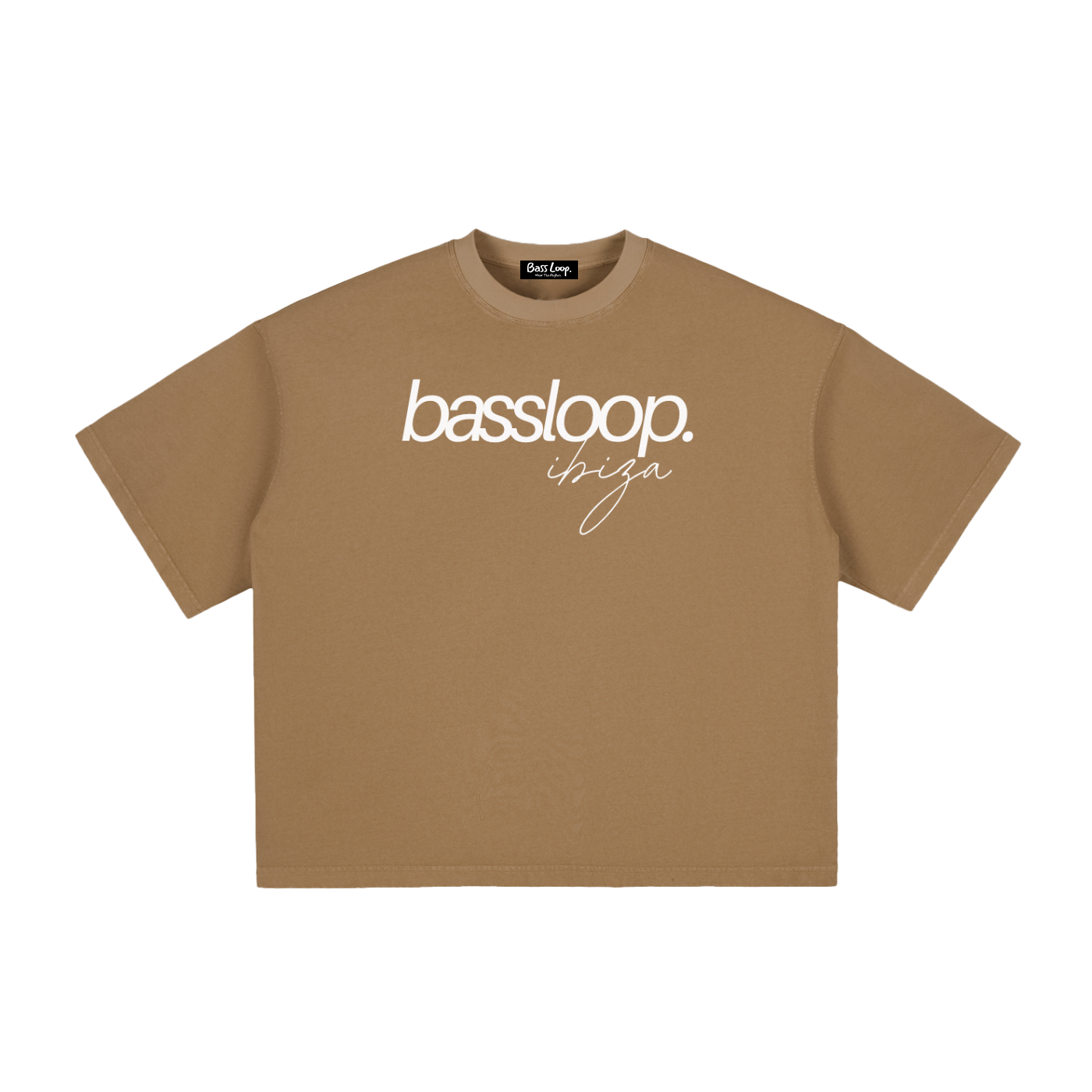 Bassloop. Isla Boxy Tee (White Text)