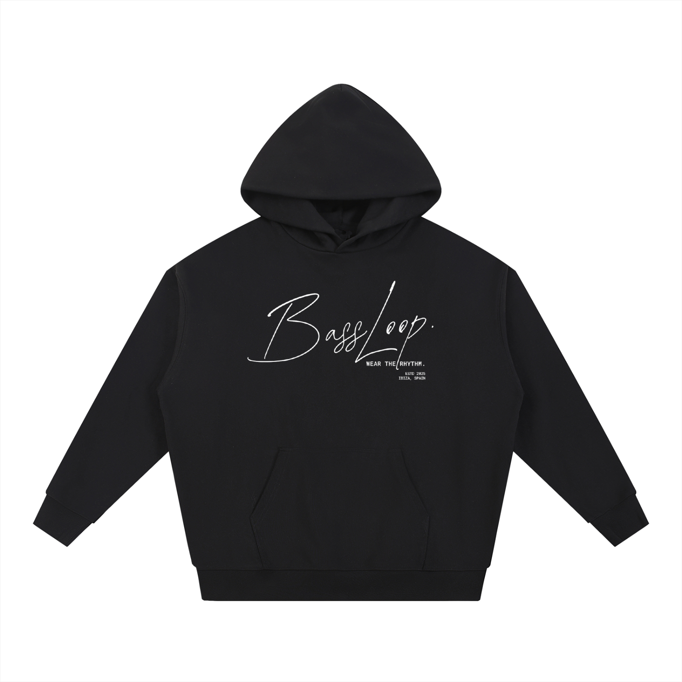 Bassloop. Signature Heavy Hoodie (White Text)