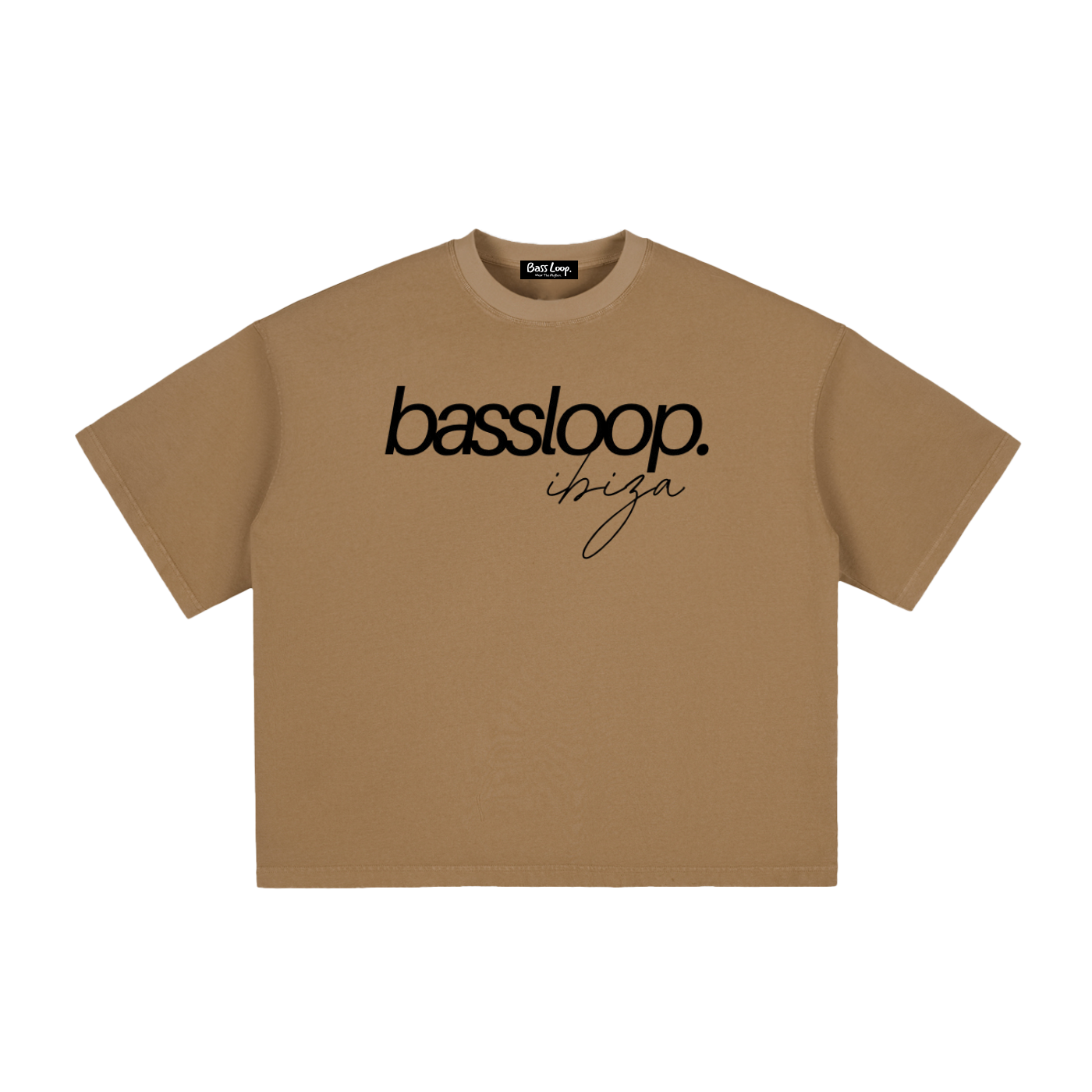 Bassloop. Isla Boxy Tee (Black Text)