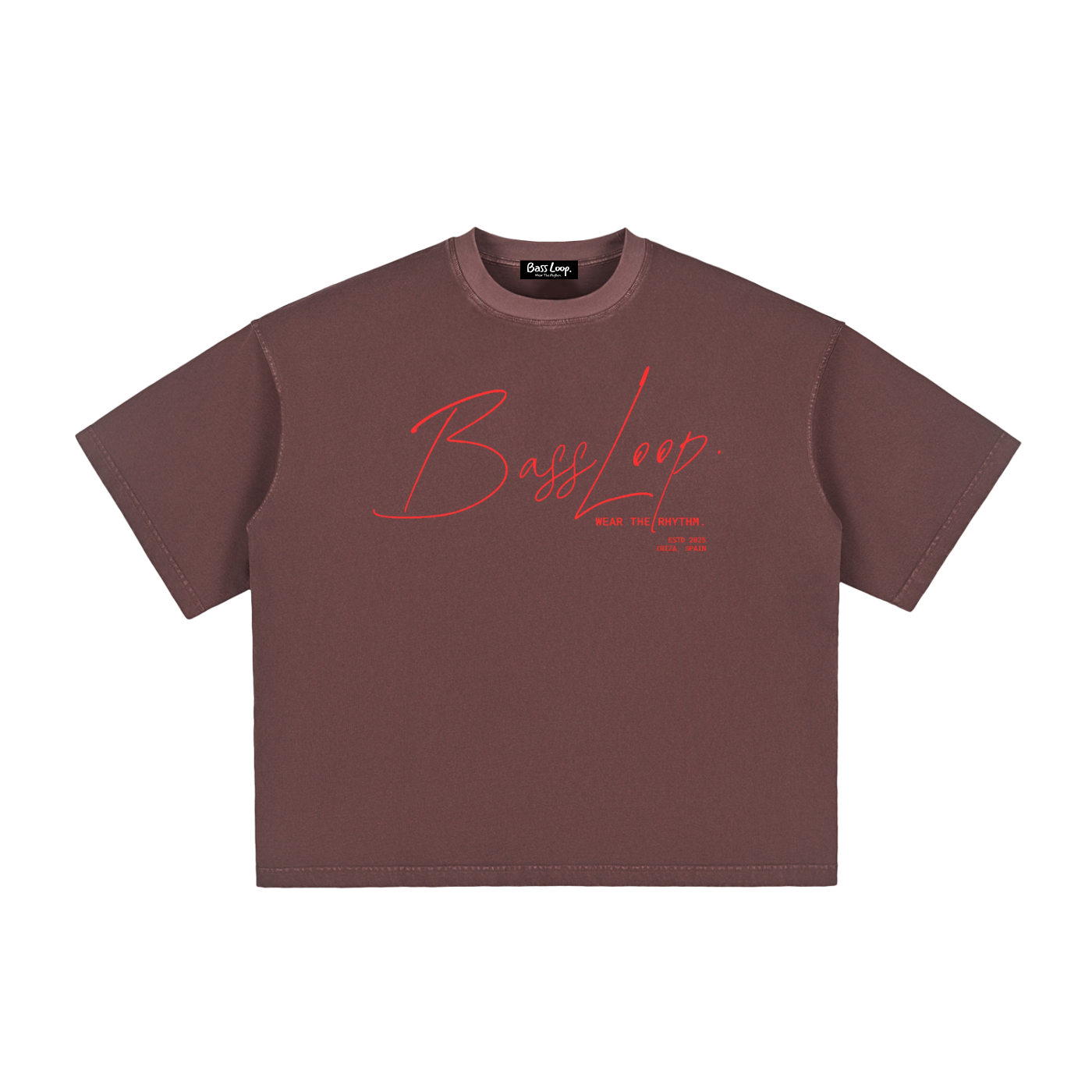 Bassloop. Signature Boxy Tee (Red Text)