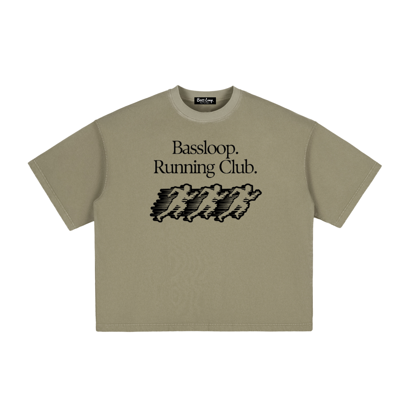 Bassloop. Running Club Boxy Tee (Black Text)