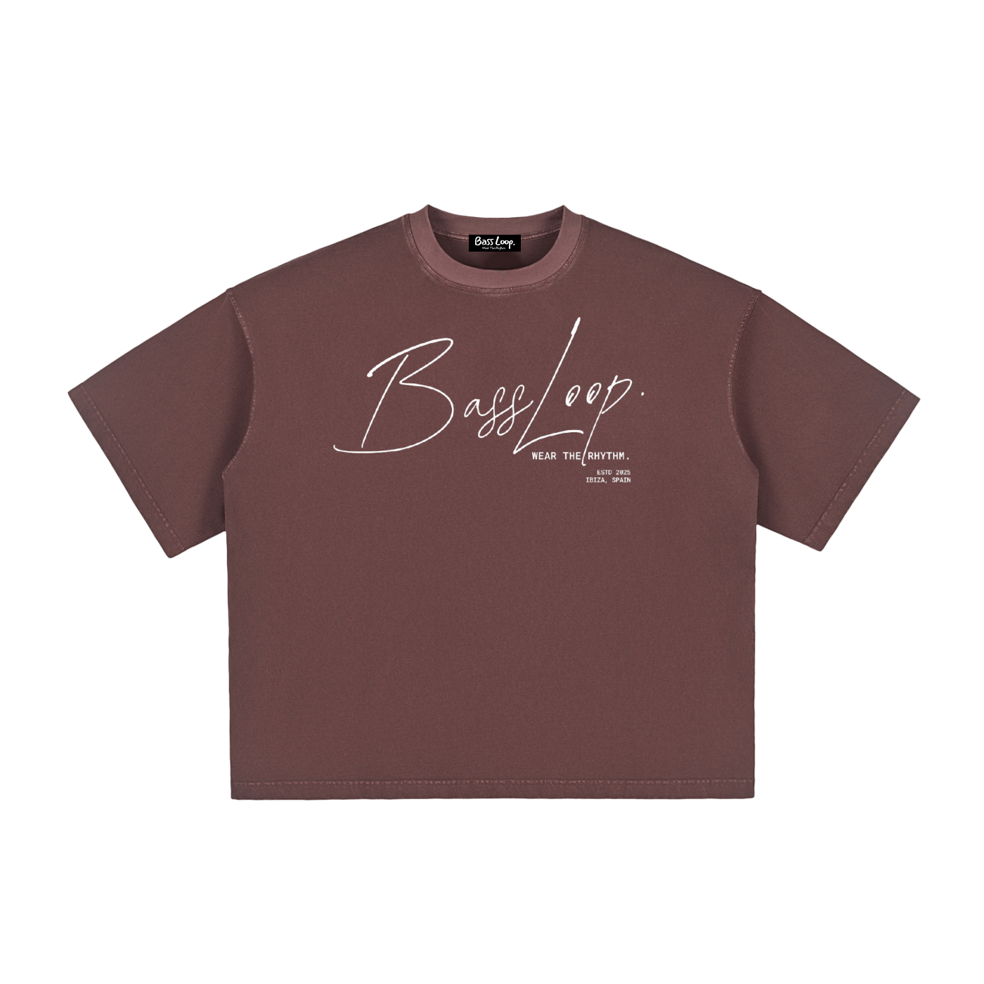 Bassloop. Signature Boxy Tee (White Text)