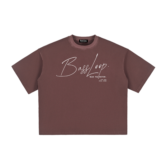 Bassloop. Signature Boxy Tee (White Text)