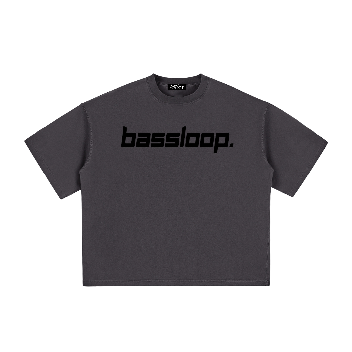 Bassloop. Speedy Logo Boxy Tee. (Black Text)