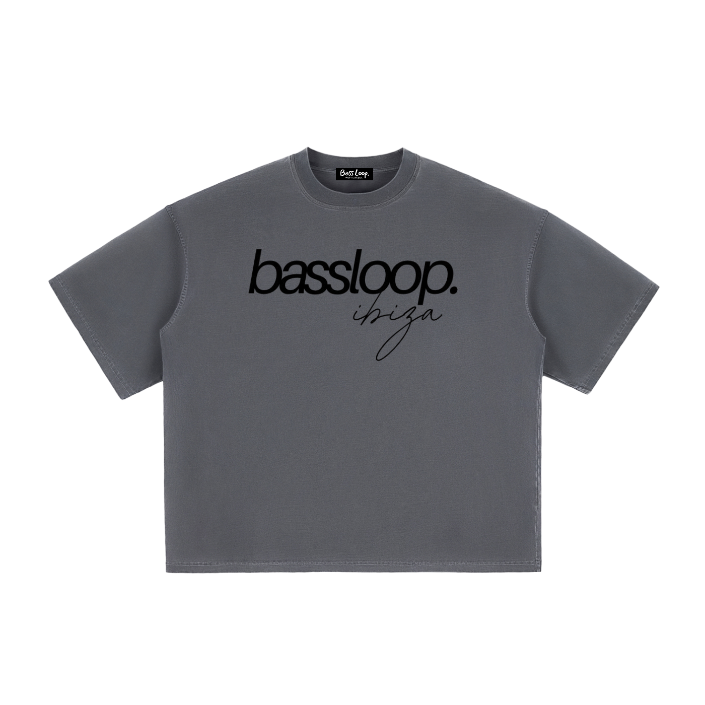 Bassloop. Isla Boxy Tee (Black Text)