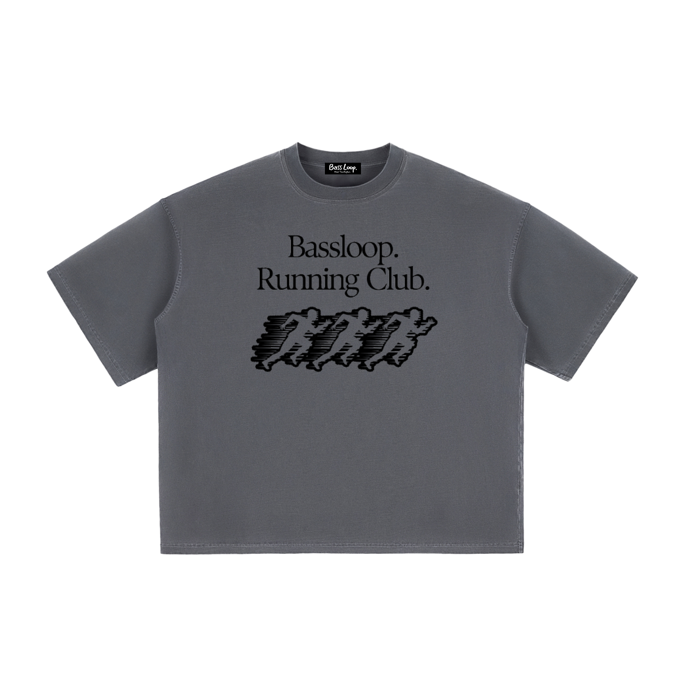 Bassloop. Running Club Boxy Tee (Black Text)