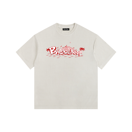 Bassloop. X TheBlackIsland Heavy Tee (Red/White)