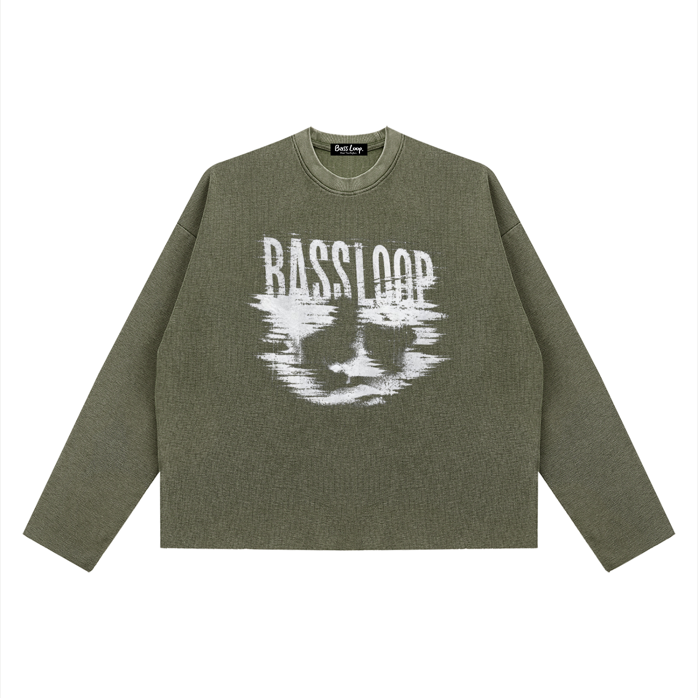 Bassloop. Distorted Knit (White Print)