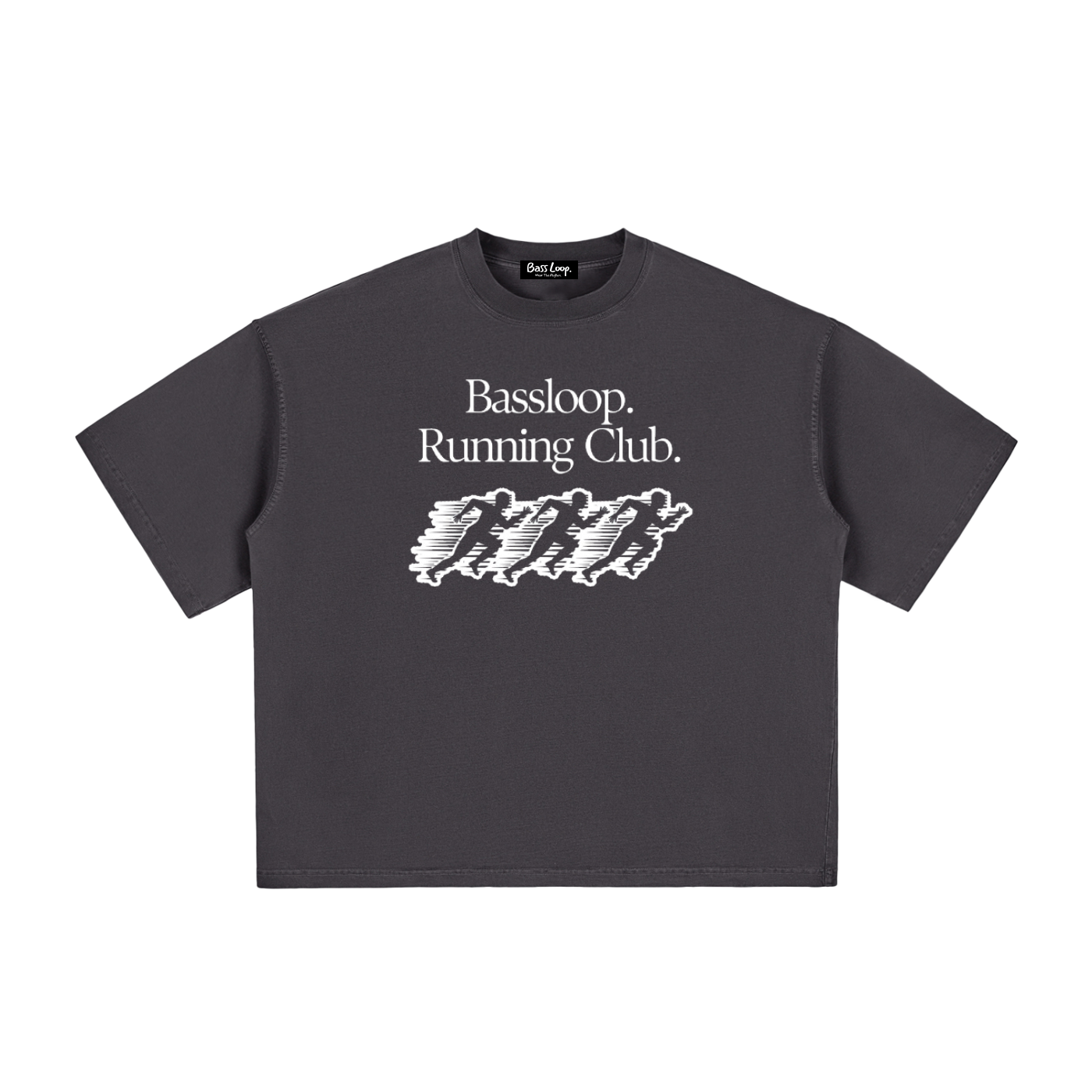Bassloop. Running Club Boxy Tee (White Text)
