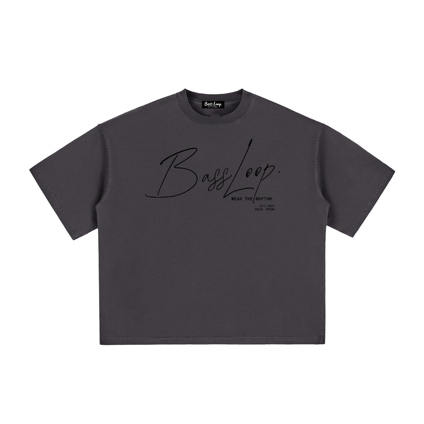 Bassloop. Signature Boxy Tee (Black Text)