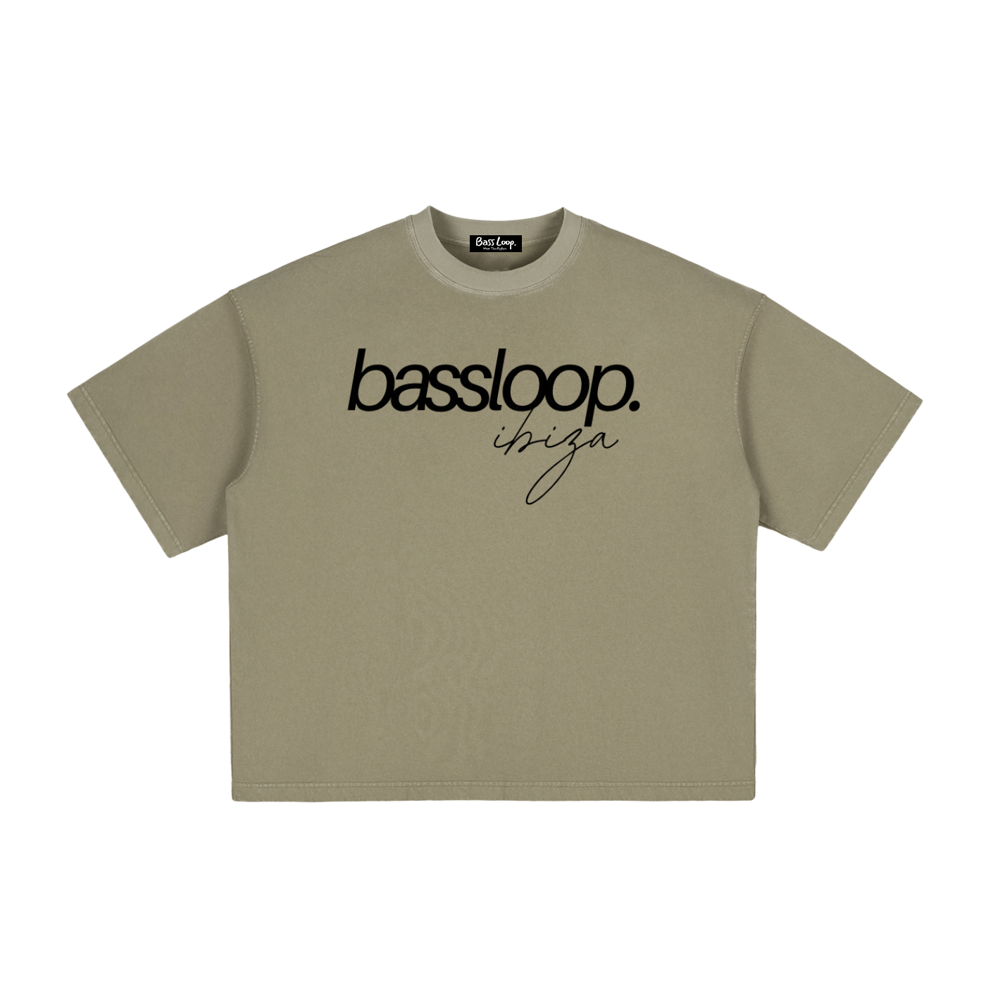 Bassloop. Isla Boxy Tee (Black Text)