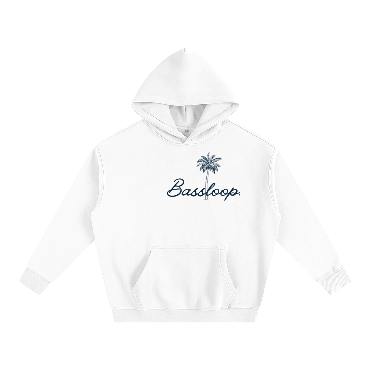Bassloop. Palm Heavy Hoodie (Navy Logo)