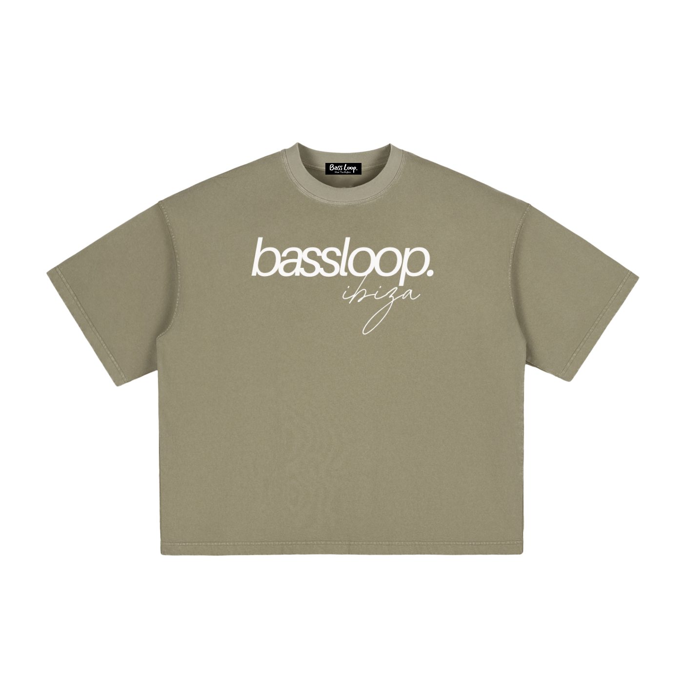 Bassloop. Isla Boxy Tee (White Text)