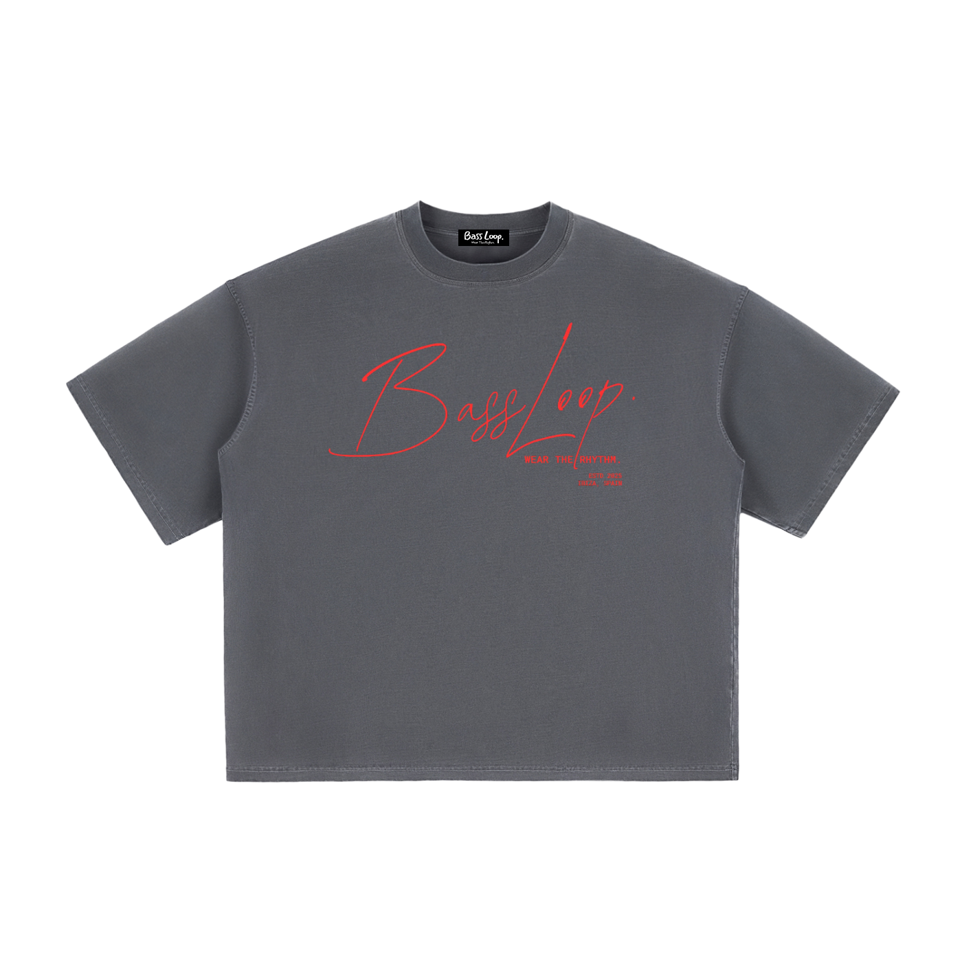 Bassloop. Signature Boxy Tee (Red Text)