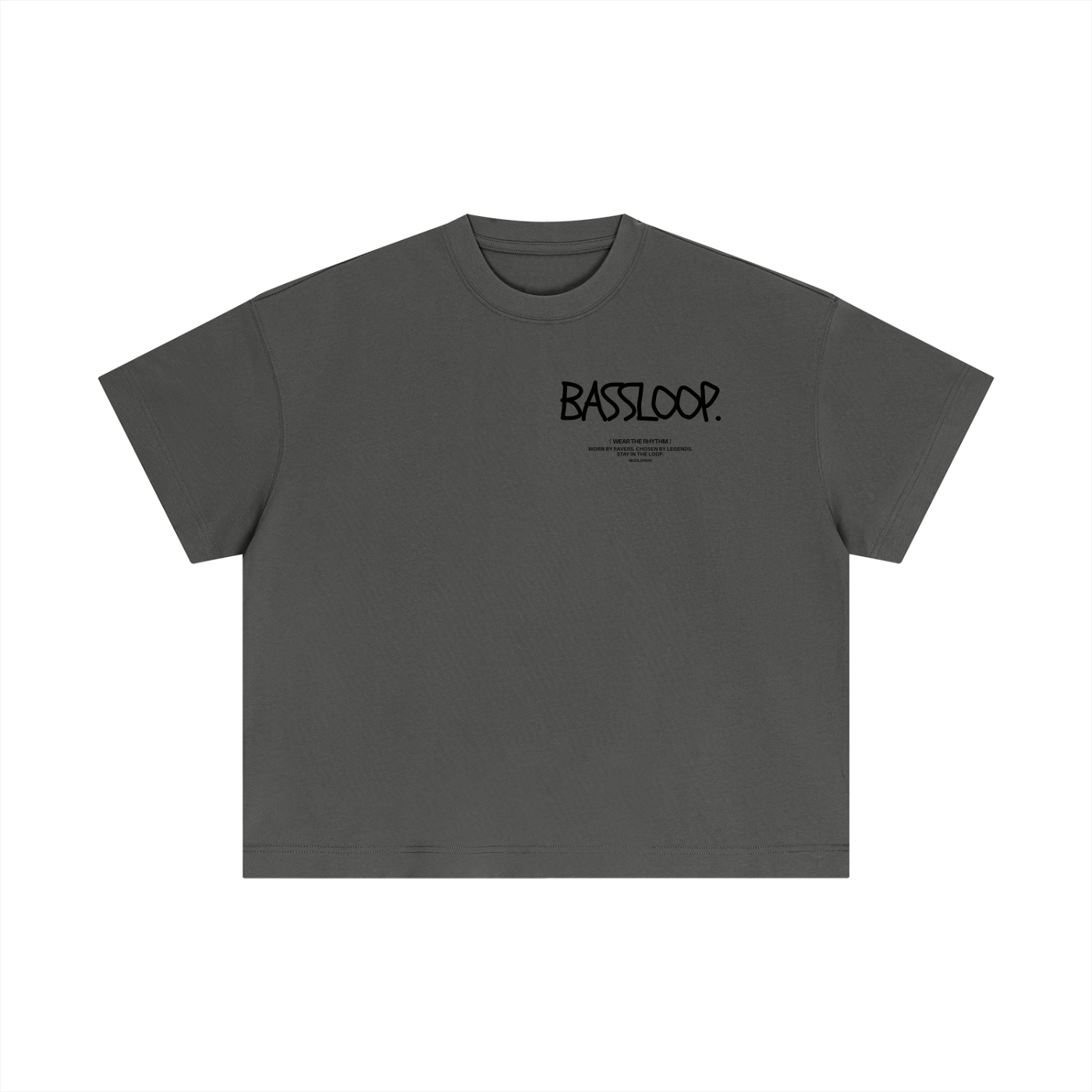 Bassloop. Sketch Text Boxy Tee (Front Text)