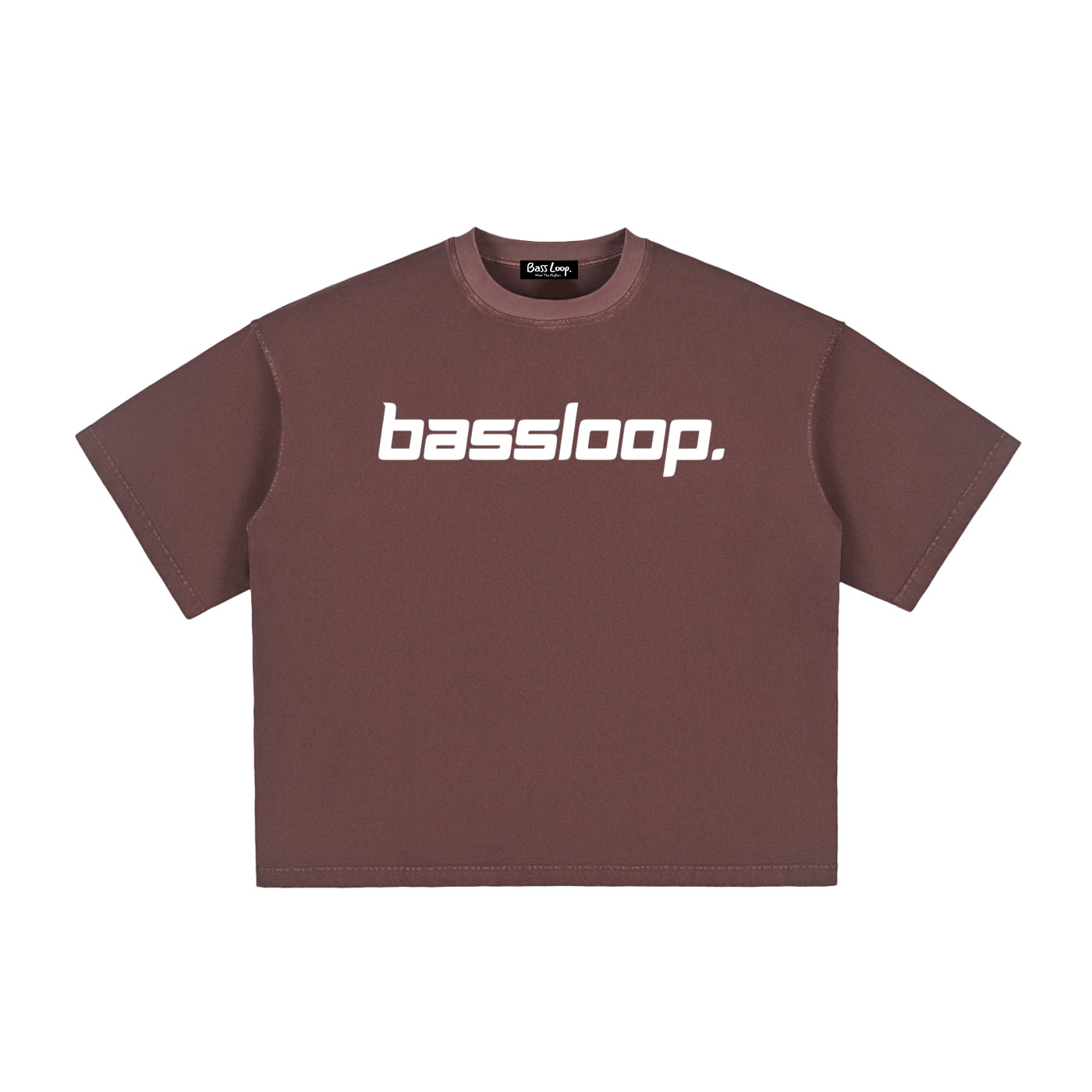 Bassloop. Speedy Logo Boxy Tee. (White Text)
