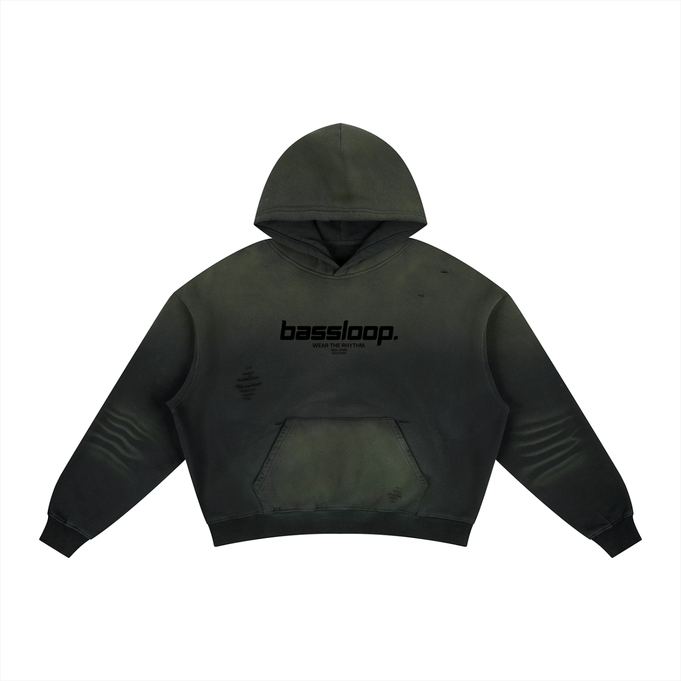 Bassloop. Frayed Boxy Fleece Hoodie