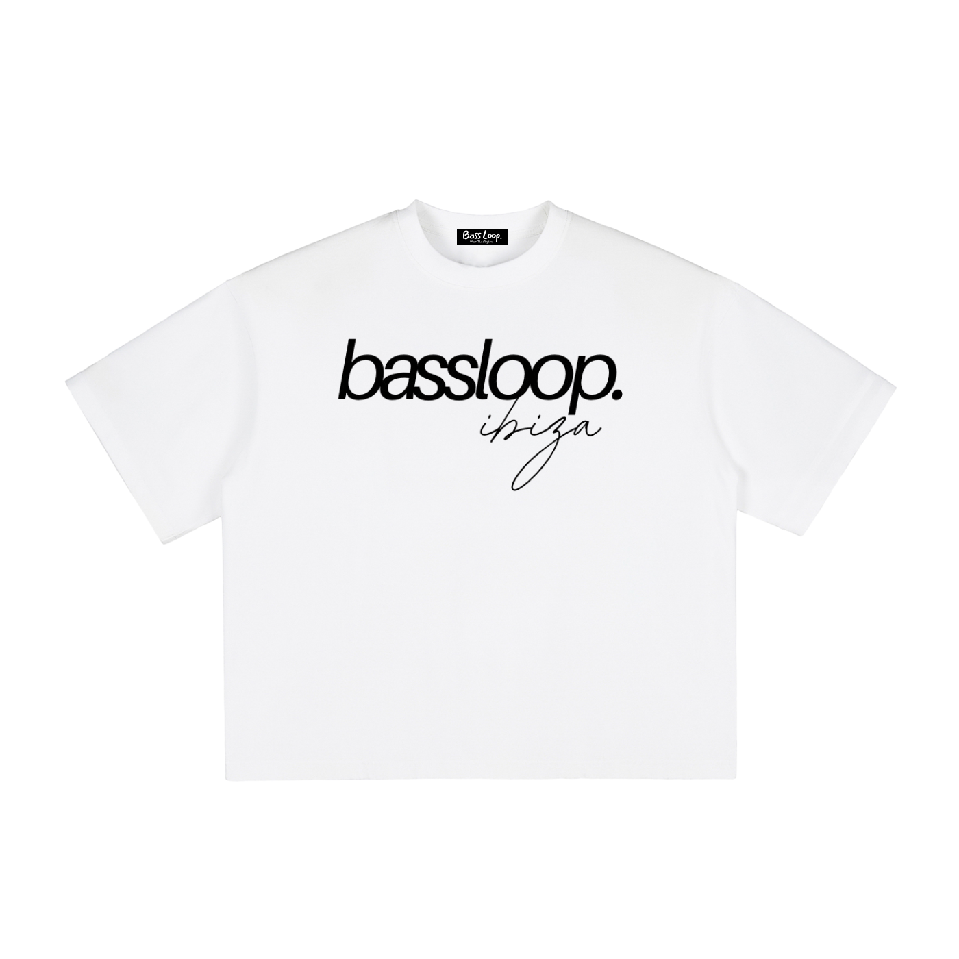 Bassloop. Isla Boxy Tee (Black Text)