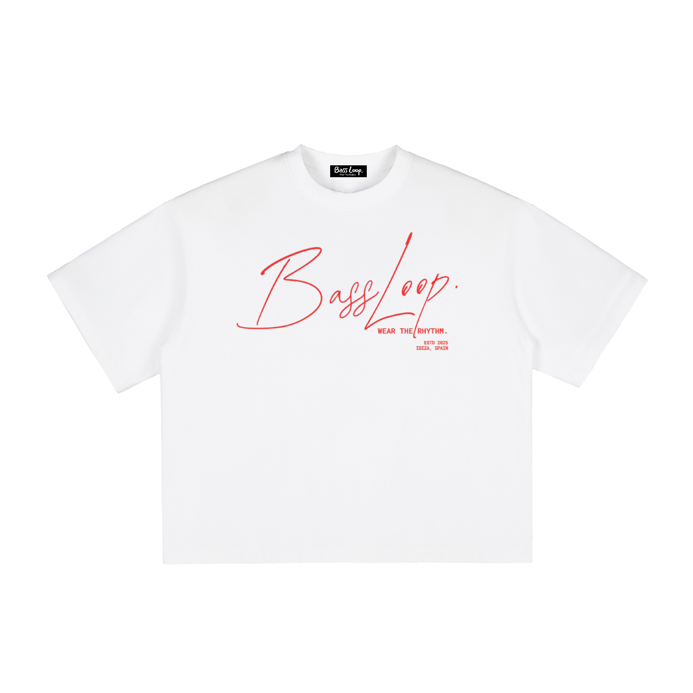 Bassloop. Signature Boxy Tee (Red Text)
