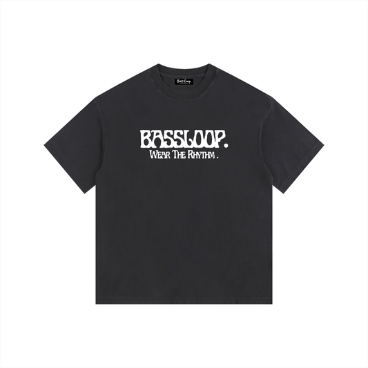 Bassloop. Nuvo Heavy Tee (White Text)