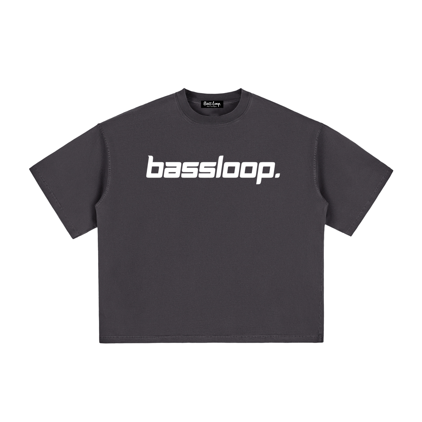 Bassloop. Speedy Logo Boxy Tee. (White Text)