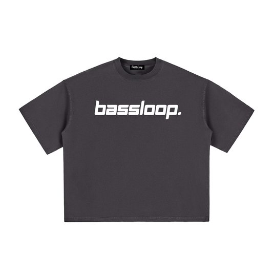 Bassloop. Speedy Logo Boxy Tee. (White Text)
