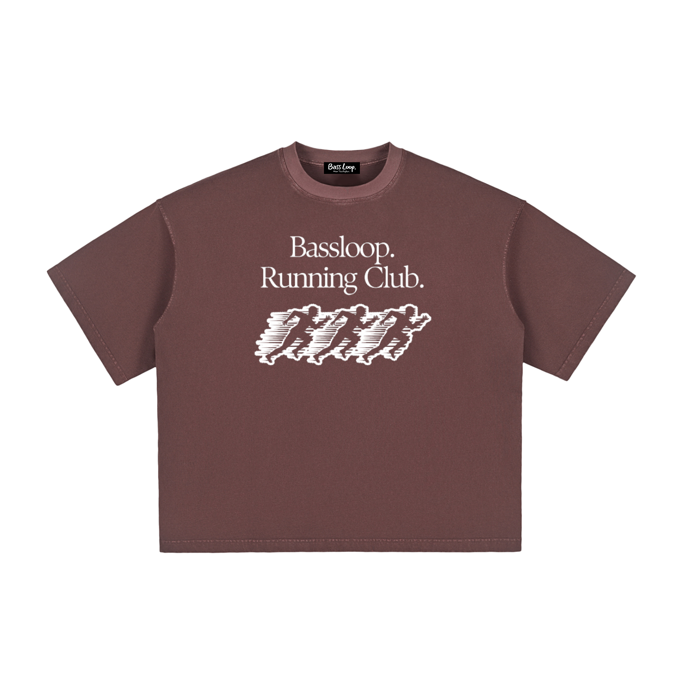 Bassloop. Running Club Boxy Tee (White Text)