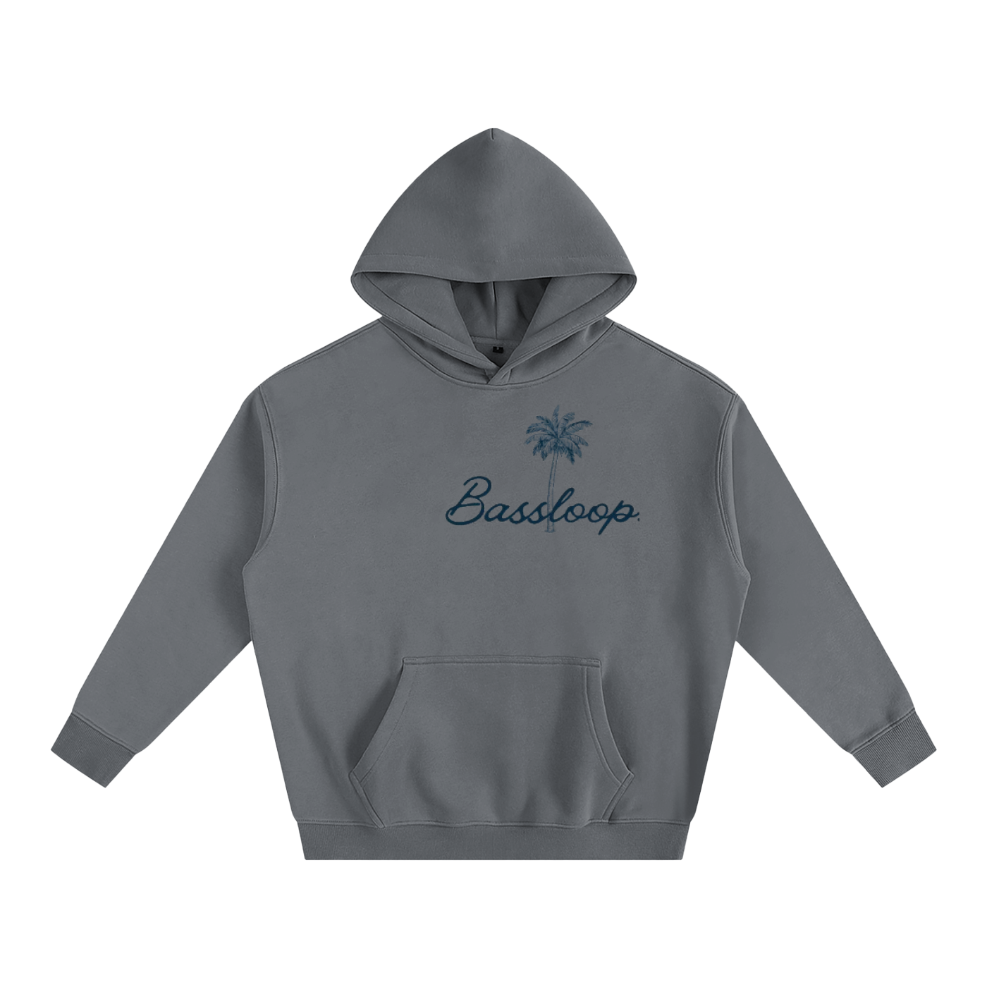 Bassloop. Palm Heavy Hoodie (Navy Logo)