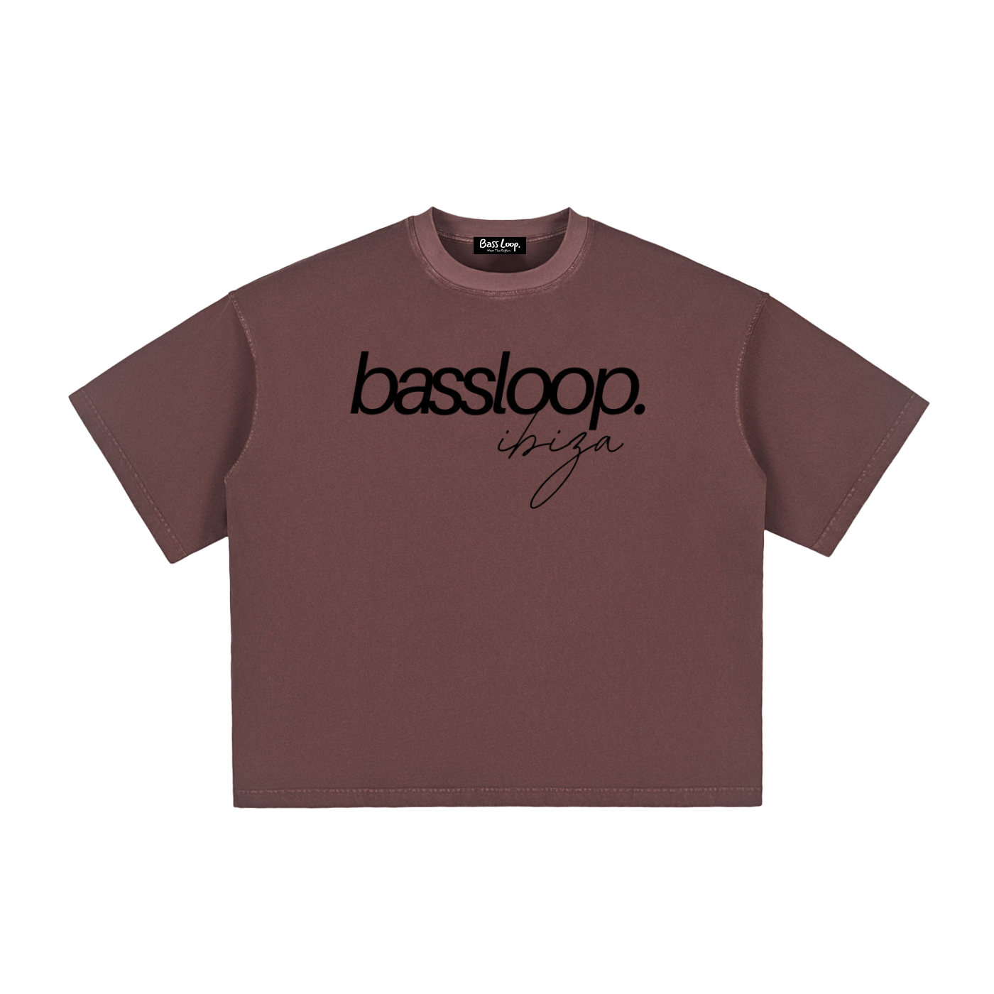 Bassloop. Isla Boxy Tee (Black Text)