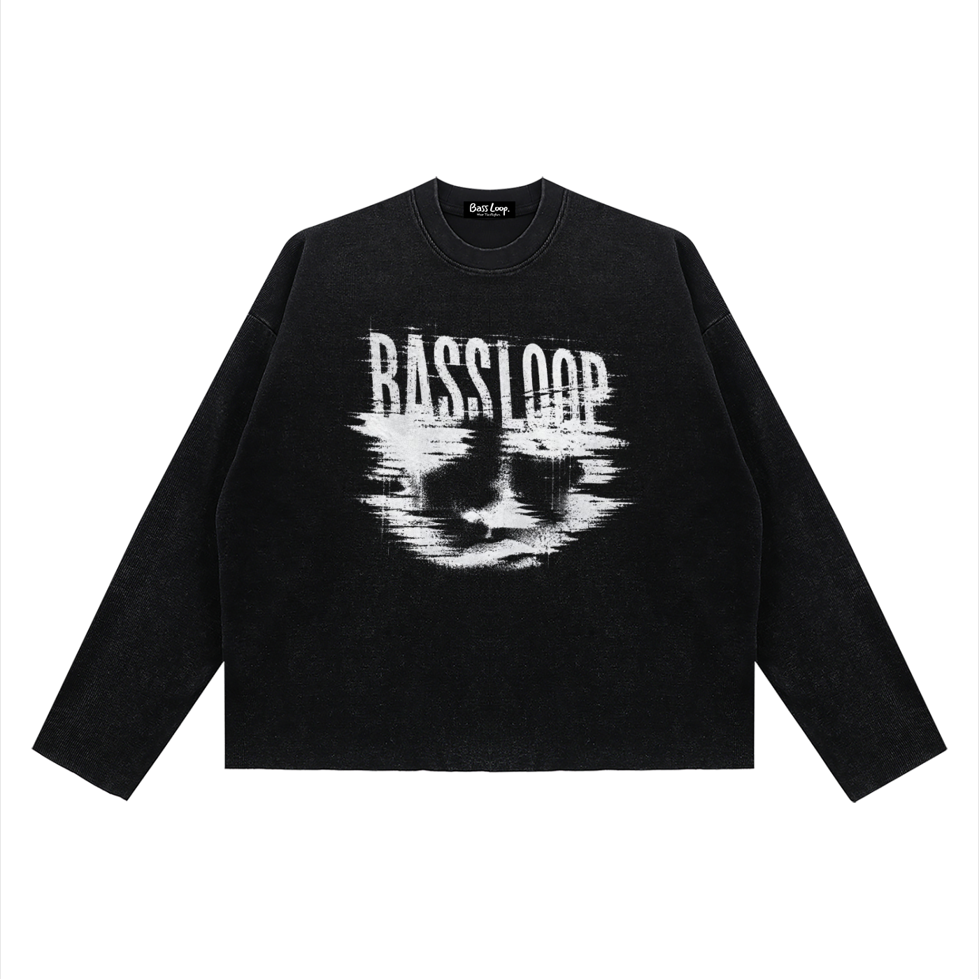 Bassloop. Distorted Knit (White Print)