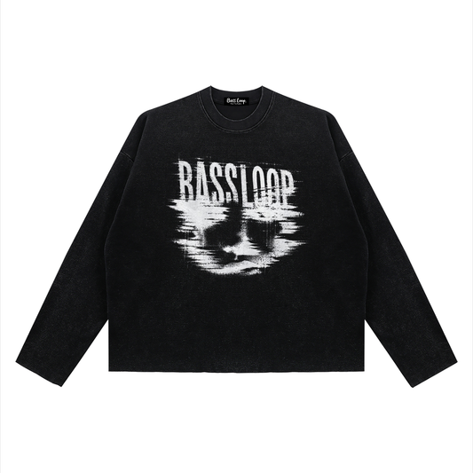 Bassloop. Distorted Knit (White Print)