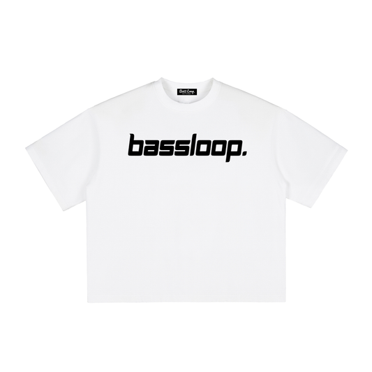 Bassloop. Speedy Logo Boxy Tee. (Black Text)