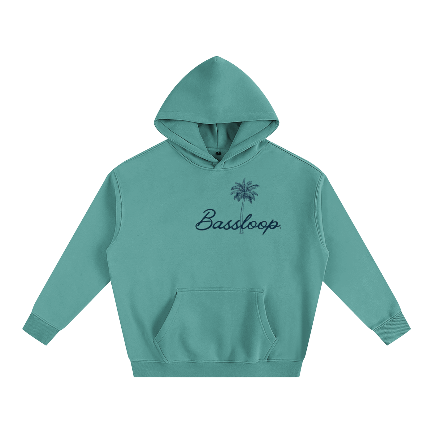 Bassloop. Palm Heavy Hoodie (Navy Logo)