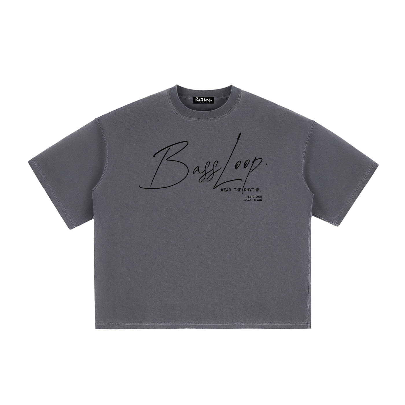 Bassloop. Signature Boxy Tee (Black Text)