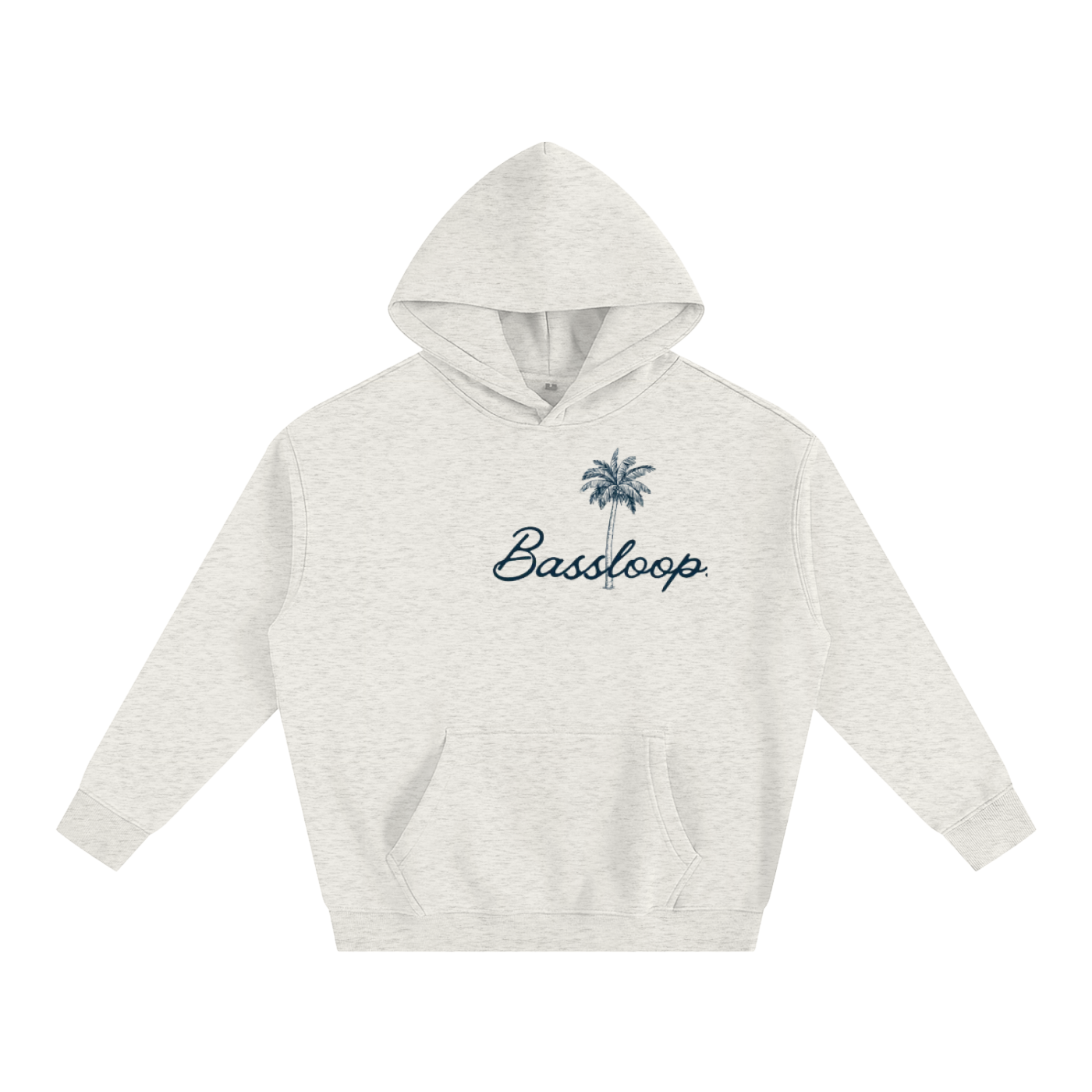 Bassloop. Palm Heavy Hoodie (Navy Logo)
