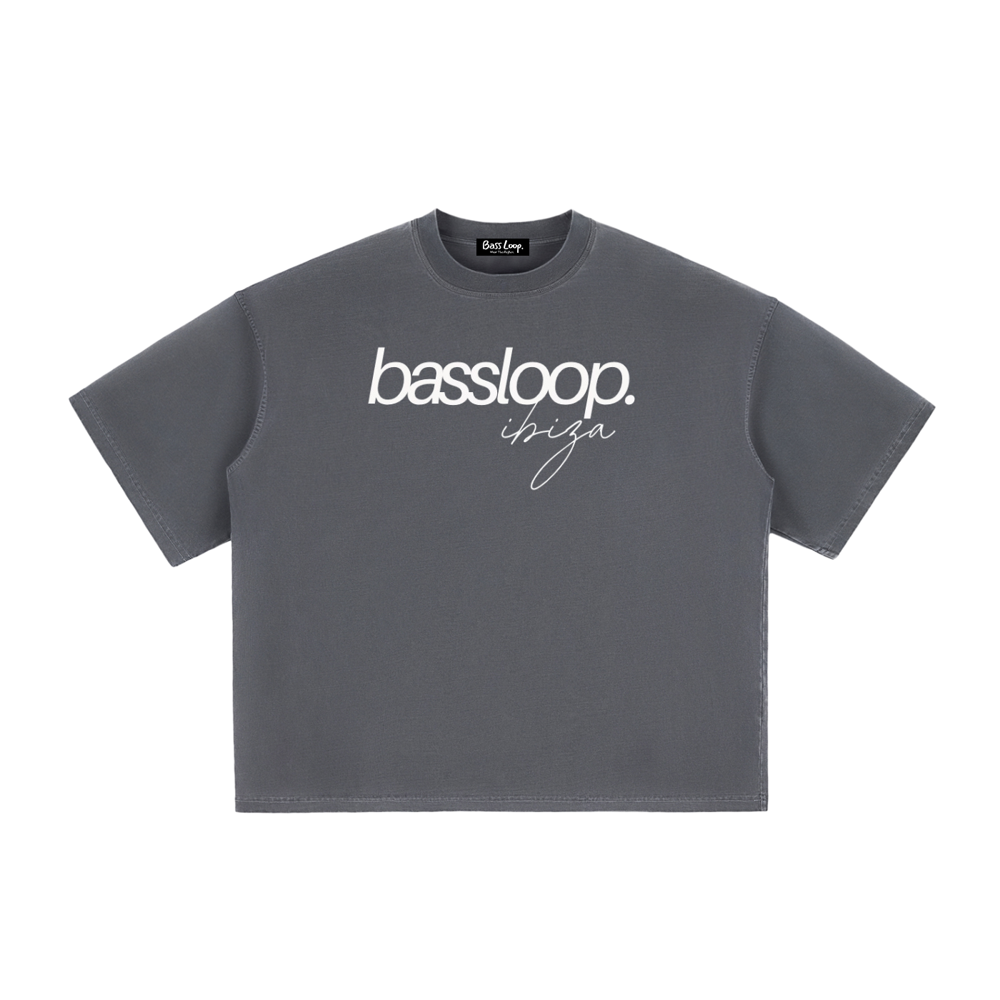Bassloop. Isla Boxy Tee (White Text)
