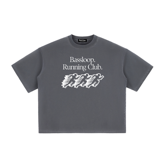 Bassloop. Running Club Boxy Tee (White Text)
