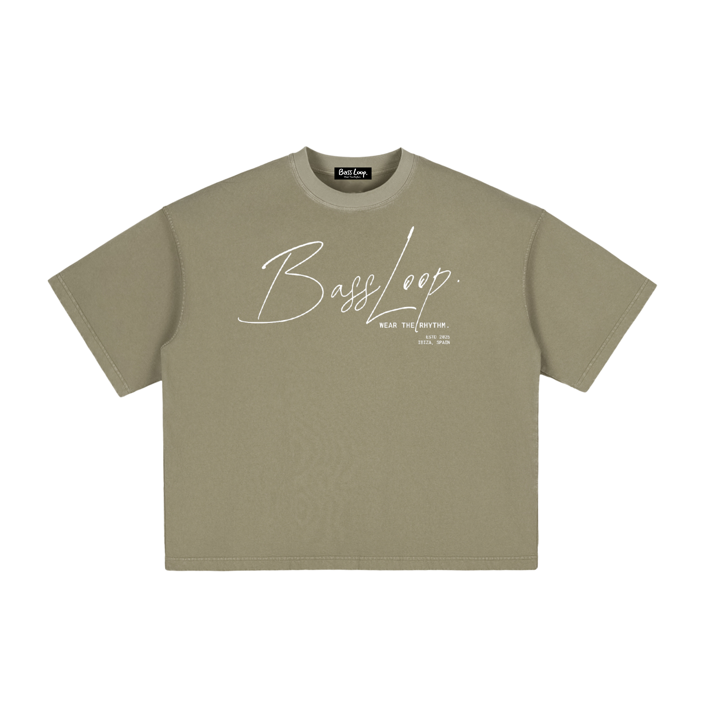 Bassloop. Signature Boxy Tee (White Text)