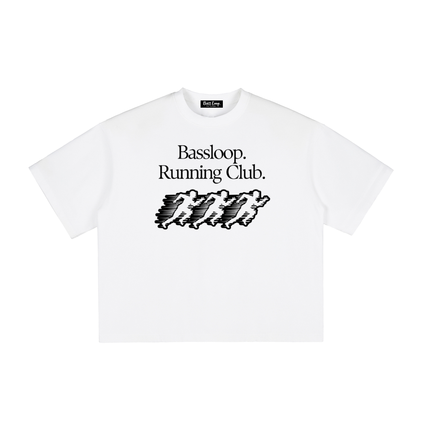 Bassloop. Running Club Boxy Tee (Black Text)