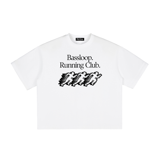 Bassloop. Running Club Boxy Tee (Black Text)