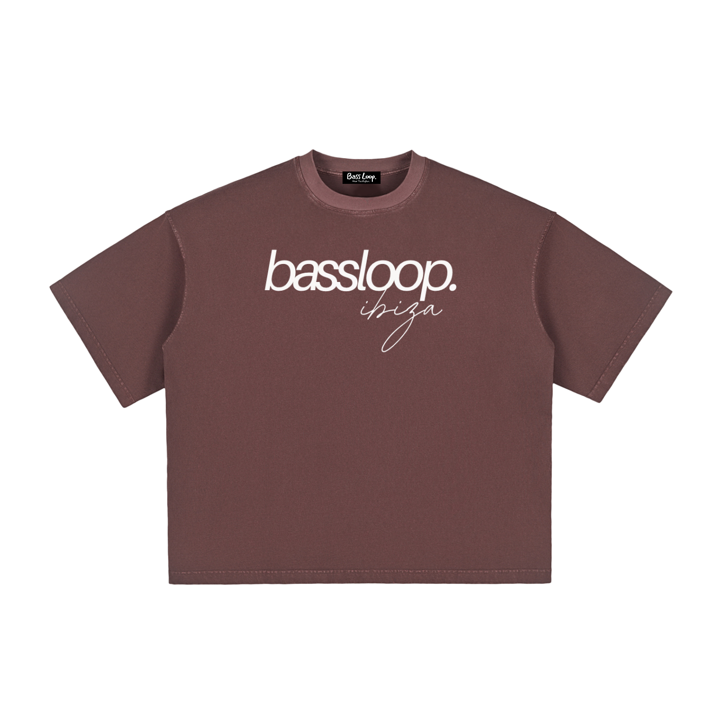 Bassloop. Isla Boxy Tee (White Text)
