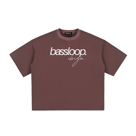 Bassloop. Isla Boxy Tee (White Text)