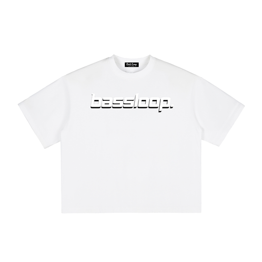 Bassloop. 1/1 Speedy Logo Boxy Tee. (Black/White)