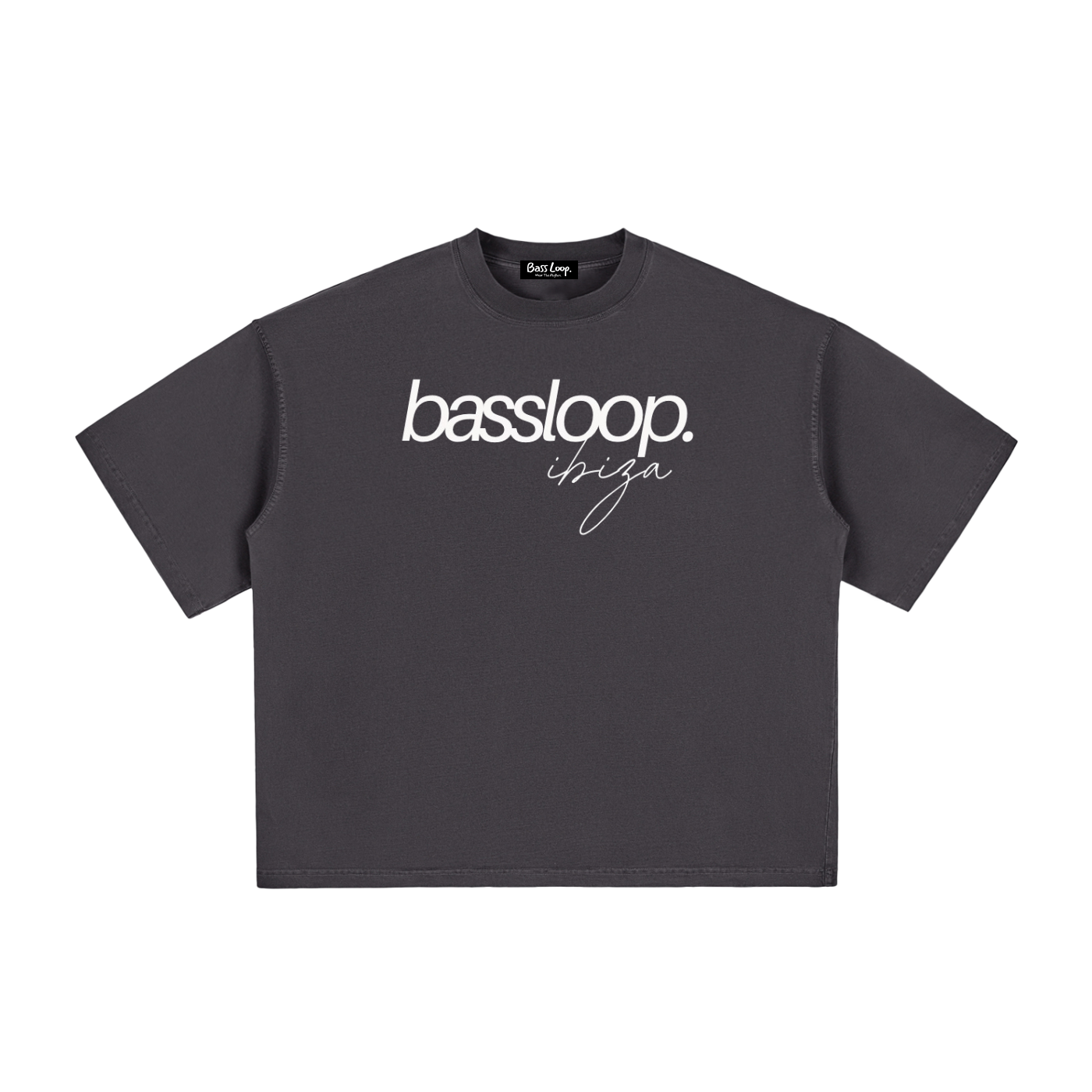 Bassloop. Isla Boxy Tee (White Text)