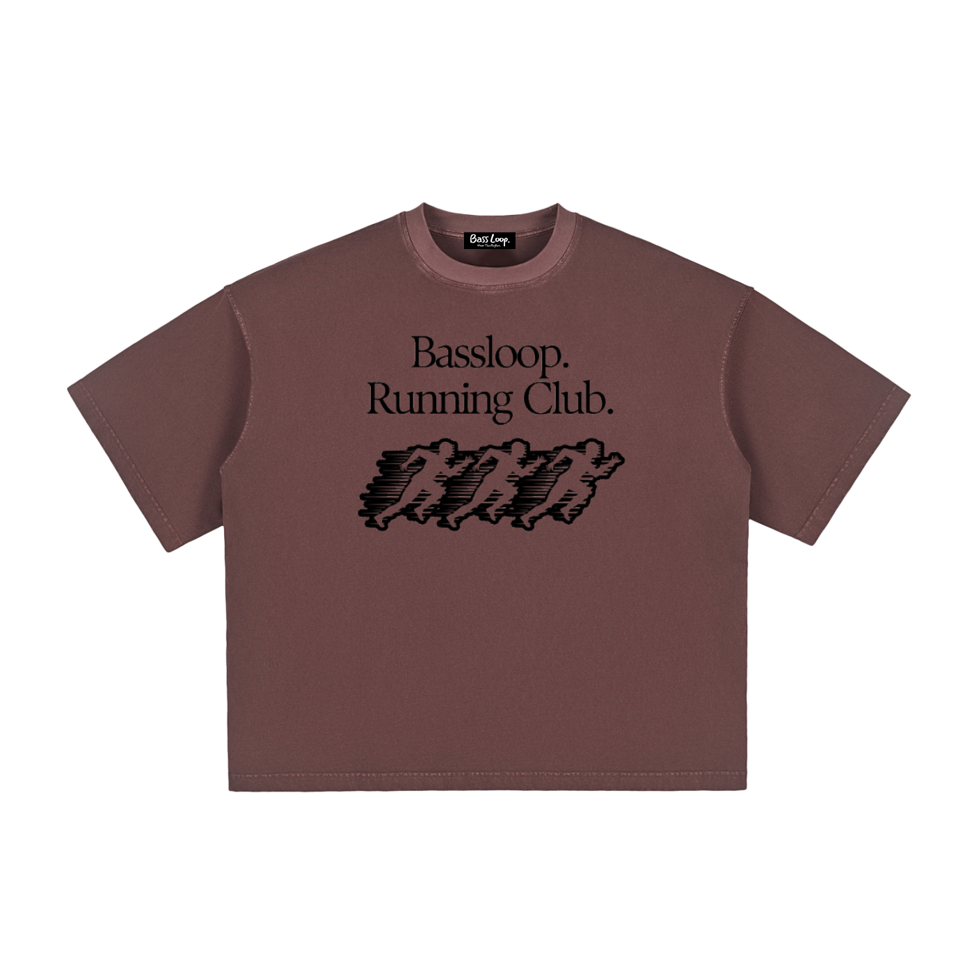 Bassloop. Running Club Boxy Tee (Black Text)