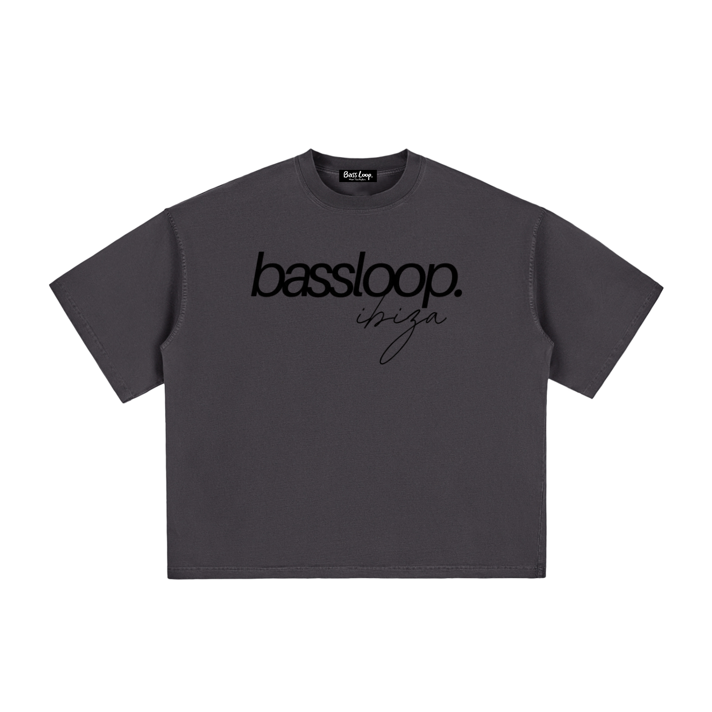 Bassloop. Isla Boxy Tee (Black Text)