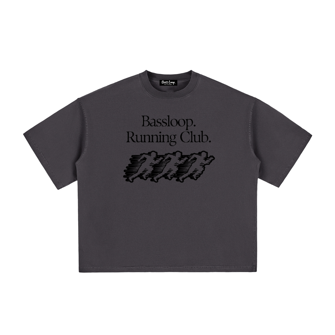 Bassloop. Running Club Boxy Tee (Black Text)