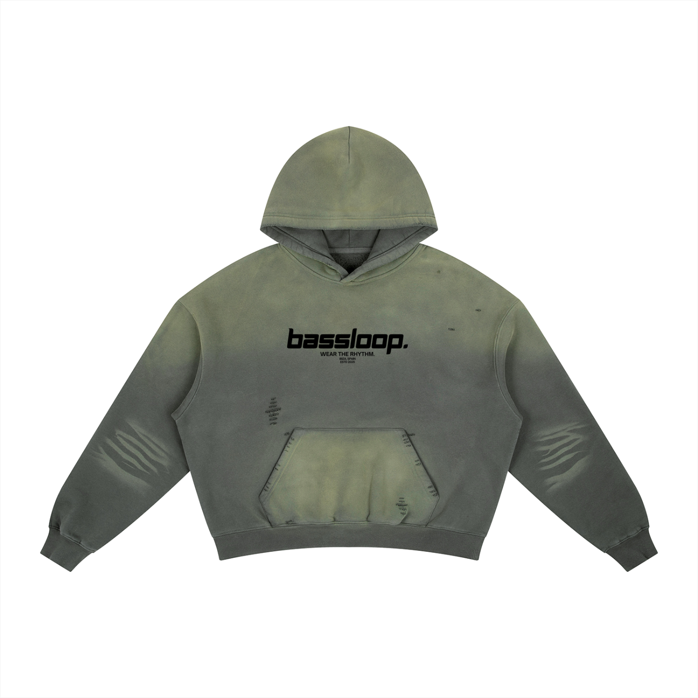 Bassloop. Frayed Boxy Fleece Hoodie