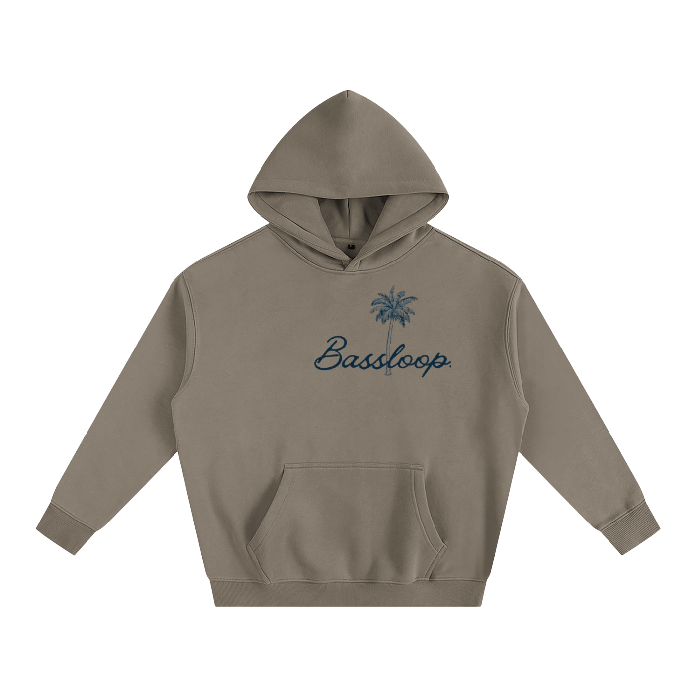 Bassloop. Palm Heavy Hoodie (Navy Logo)