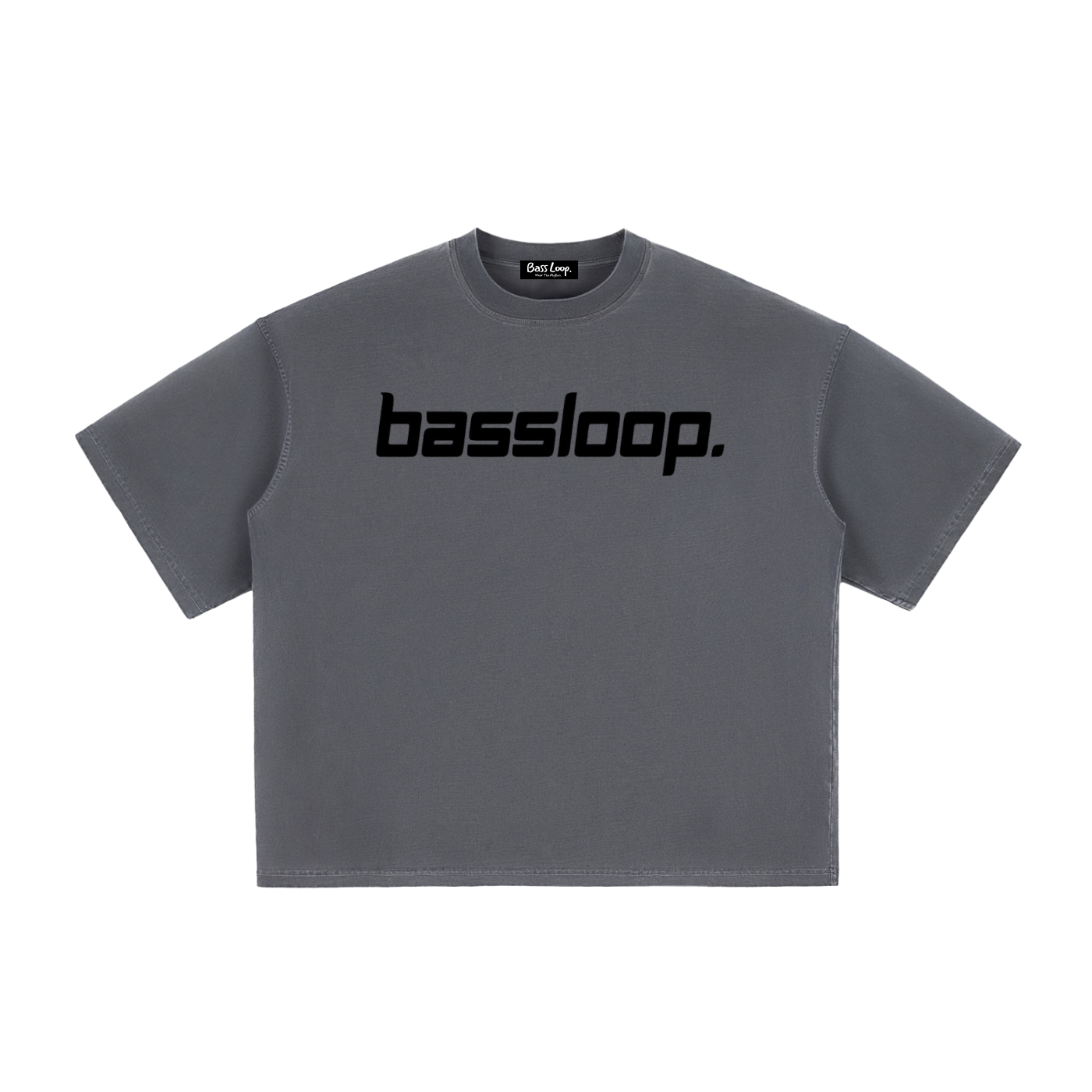 Bassloop. Speedy Logo Boxy Tee. (Black Text)